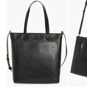 Madewell zip top medium transport leather tote NWT black